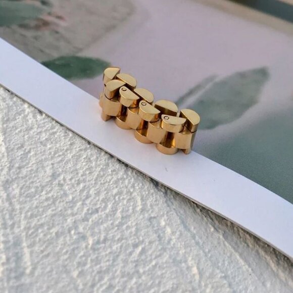 Minimalist Watch Band Ring | 18K Gold Plated Ring | Size 9 - Picture 4 of 4